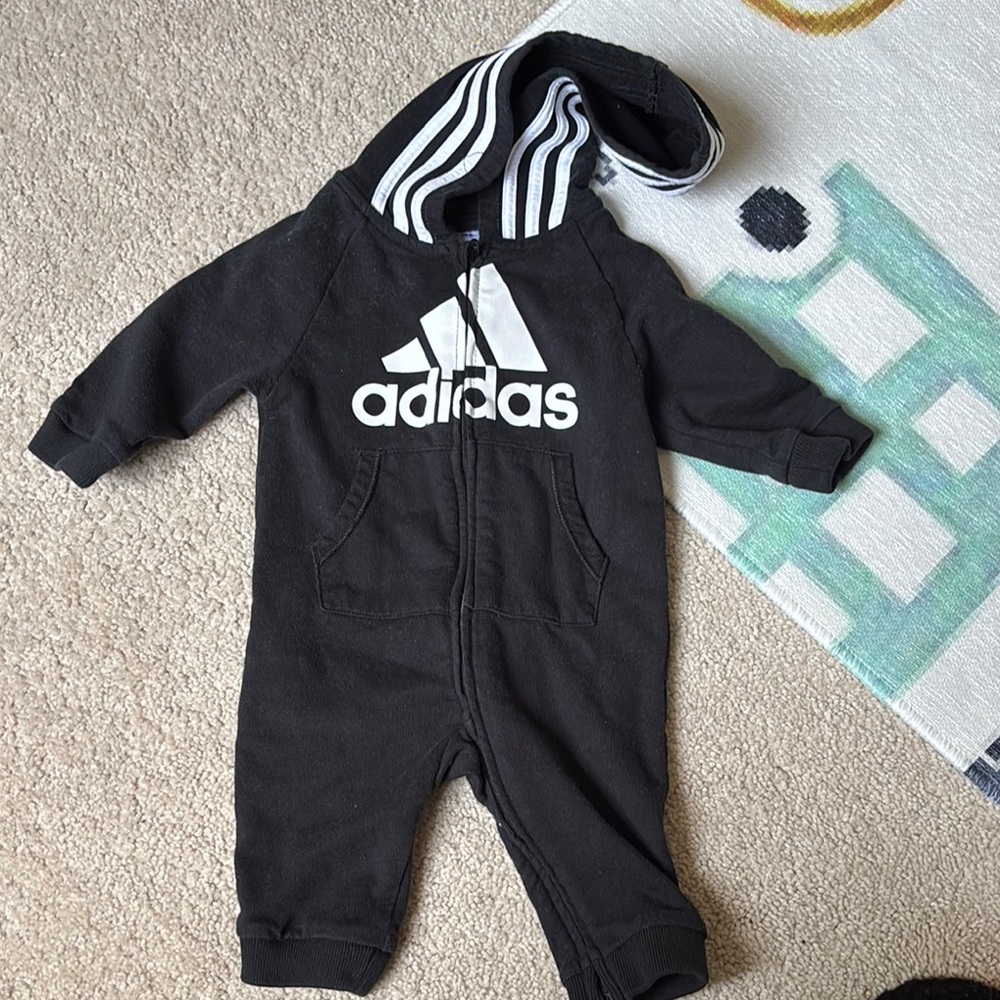 Adidas Black Footies One Piece with Iconic Logo